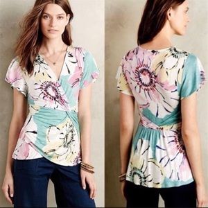 Deletta for Anthropologie Floral twist/crisscross top. Size Medium
